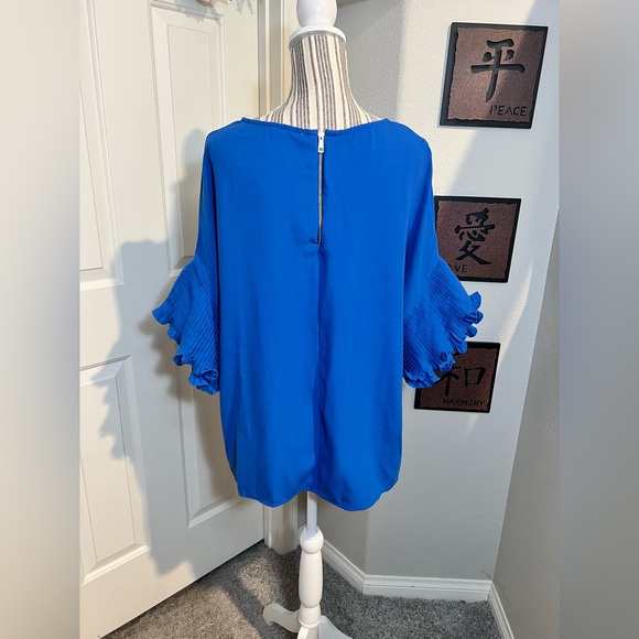 K Jordan Royal blue Plus size English ruffle blouse size 1x - Picture 8 of 9